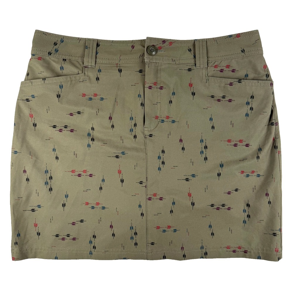 Eddie Bauer Adventurer 2.0 Stretch Skort Women's Size 10 Olive Green Arrow Print
